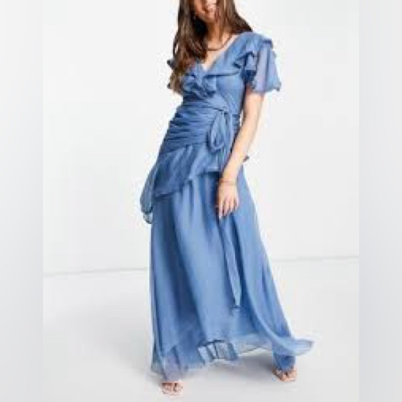 ASOS Curve Chiffon Maxi Bridesmaid Dress - Picture 8 of 9